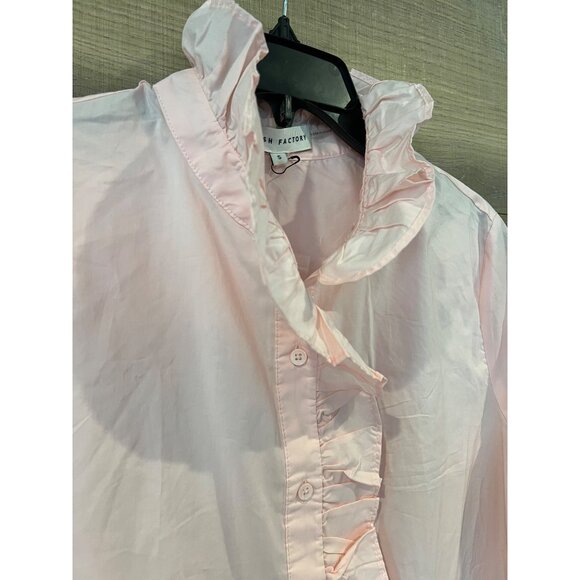 English Factory Ruffle Trim Button-Up pink Shirt size S - Picture 5 of 10